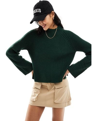 Jdy Funnel Neck Knitted Sweater - Green