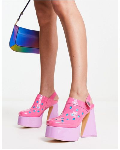 Koi Footwear Koi Candyfloss Power Alien Heeled Clogs - Pink