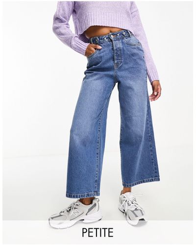 Noisy May Wide Leg Cropped Jeans - Blue