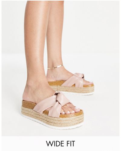 ASOS Wide Fit Teegan Knotted Flatform Sandals - Multicolour
