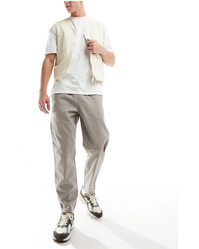 New Look Linen Blend Pull On Trousers - Brown