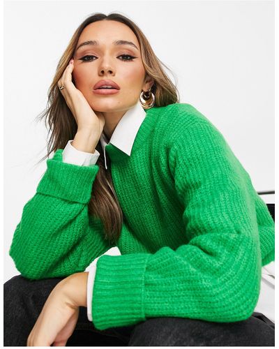 NA-KD Geribbelde Gebreide Sweater - Groen