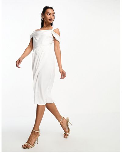 Closet Off Shoulder Midi Dress - White