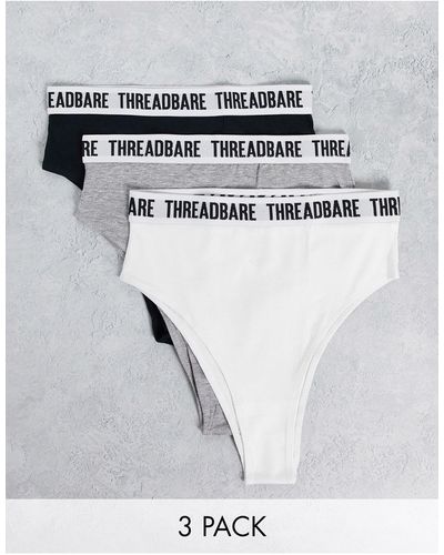 Threadbare Set Van 3 Onderbroeken Met Hoge Taille En Logo - Wit