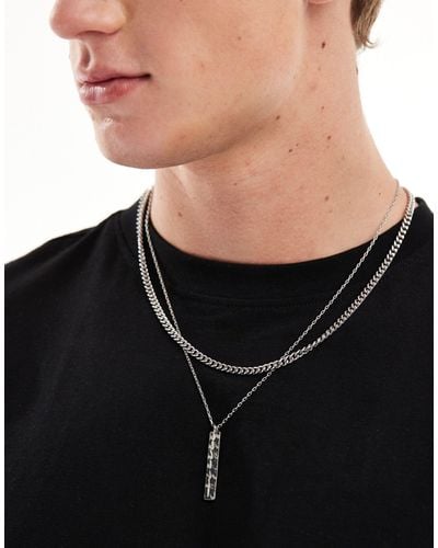ASOS 2 Pack Necklace With Bar Pendant - Black