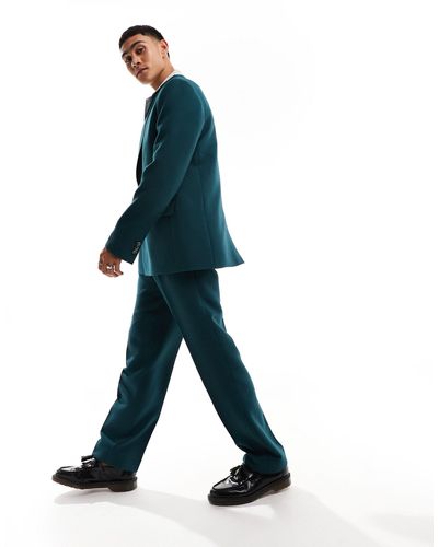 Viggo Waffle Suit Trousers - Blue