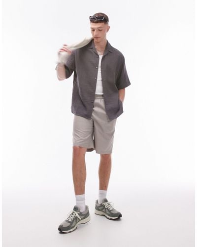 TOPMAN Short Sleeve Relaxed Shirt - Grey