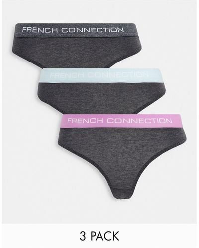 French Connection 3 Pack Thongs - Grey