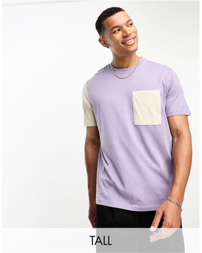 Another Influence Tall - Regular-fit T-shirt Met Kleurvlakken - Paars