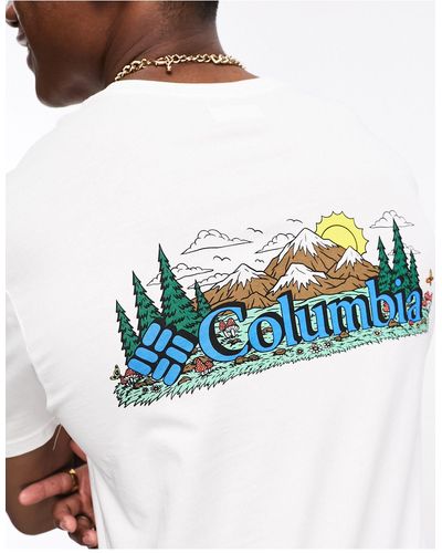 Columbia Camiseta blanca con estampado en la espalda talbert ridge exclusiva en asos - Azul