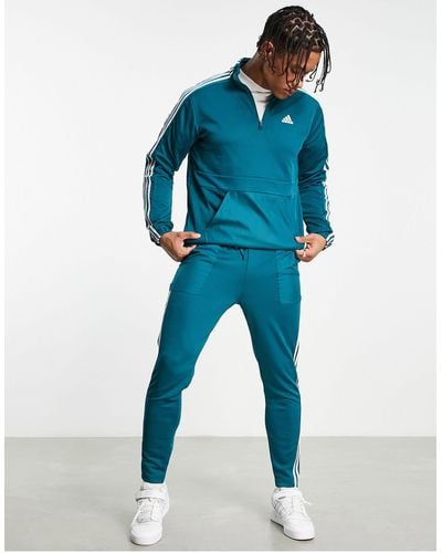 adidas Originals Adidas Sportswear - Tricot Trainingspak Met 3-stripes - Blauw