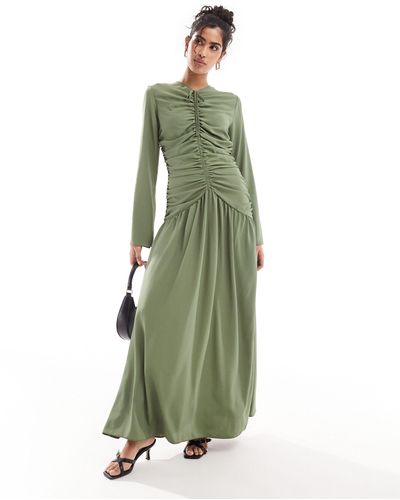 ASOS Ruched Front Maxi Dress - Green