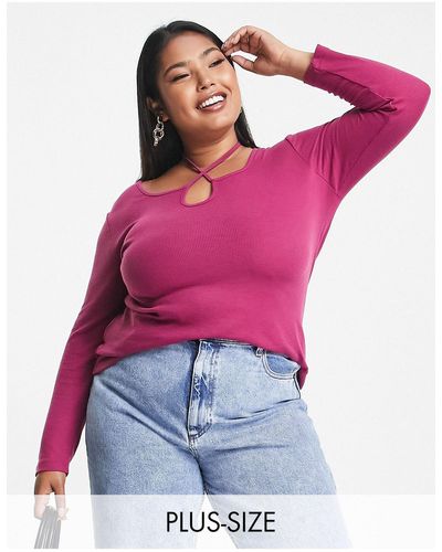 Simply Be Cut Out Halterneck Top - Pink