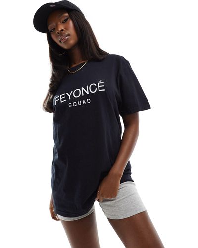 In The Style T-shirt nera con scritta "feyoncé squad" - Blu