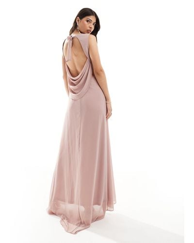TFNC London Bridesmaid Chiffon Cowl Back Maxi Dress - Pink