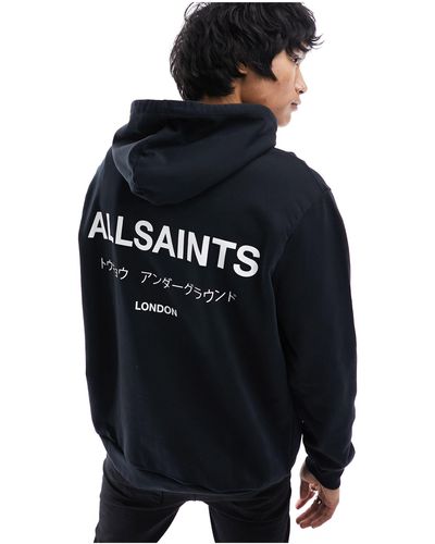 AllSaints Underground - felpa con cappuccio nera - Blu