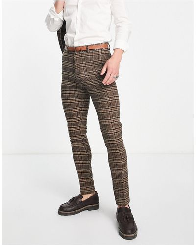 ASOS Skinny Wool Mix Suit Pants - Brown