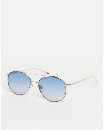 Nine West – sonnenbrille mit runden gläsern und doppeltem brauensteg - Blau