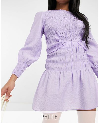 Y.A.S Petite Mini Skirt Co-ord With Shirred Waist - Purple