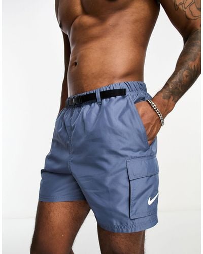 Nike Explore volley - pantaloncini da bagno grigi da 5" con tasche cargo - Blu
