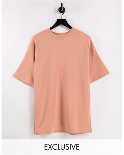 SELECTED Exclusivité - t-shirt oversize unisexe en coton - corail - Orange