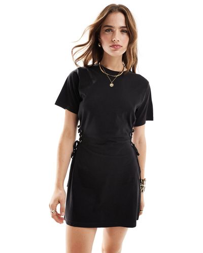 Miss Selfridge Tie Side T-shirt Mini Dress - Black