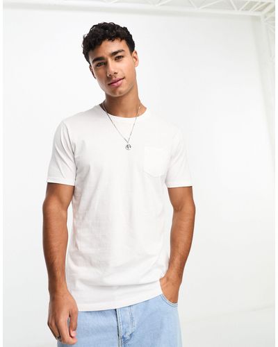 Brave Soul T-shirt girocollo bianca con tasca - Bianco