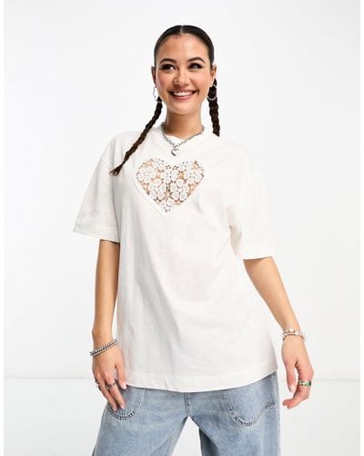 Collusion T-shirt oversize bianca con cut-out - Bianco
