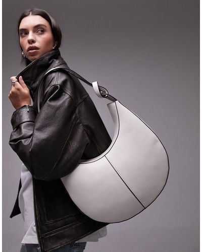 TOPSHOP Stella Scoop Shoulder Bag With Knot Detail - Gray