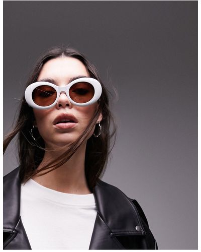 TOPSHOP Peony - occhiali da sole rotondi oversize bianchi - Bianco