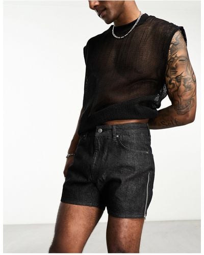 ASOS Shorter Length Shorts With Side Zip Detailing - Black
