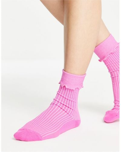 ASOS Fold Over Socks - Pink