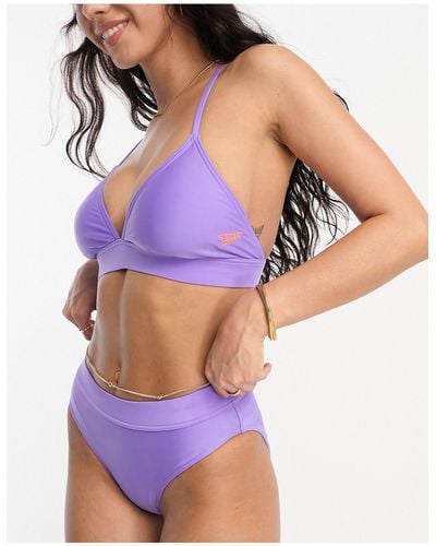 Speedo Bikini 2 pièces avec haut triangle à bande - Violet