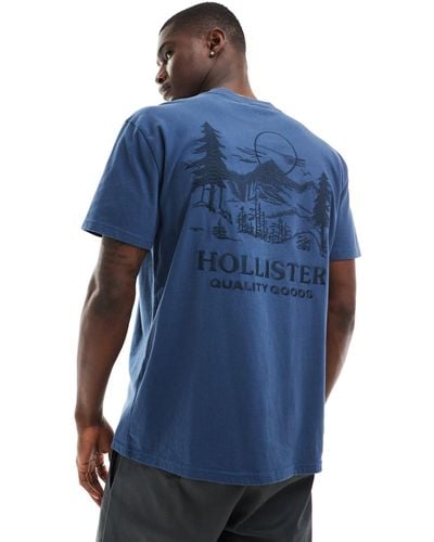 Hollister Relaxed Fit T-shirt With Embroidered Back Print - Blue