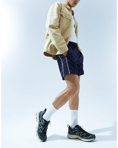 ASOS Slim Nylon Shorts With Piping Detail - White