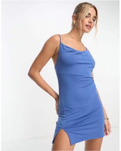 Pull&Bear Mini-jurk Met Asymmetrische Bandjes - Blauw