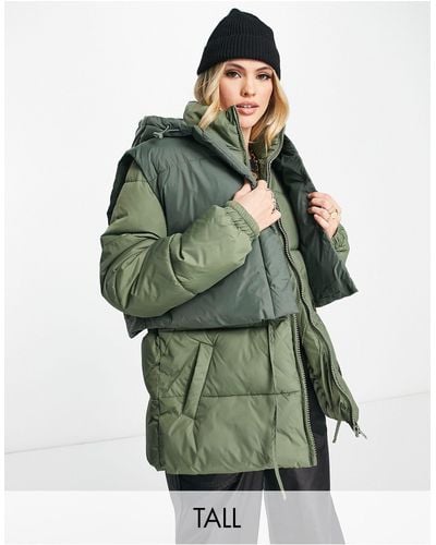 ASOS 4505 Tall Oversized Puffer Jacket With Removable Gilet - Green