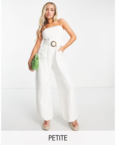 Forever New Buckle Tie Waist Wide Leg Jumpsuit - White