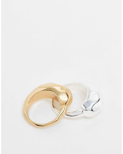 TOPSHOP Rooni Pack Of 2 Thick Molten Rings - White