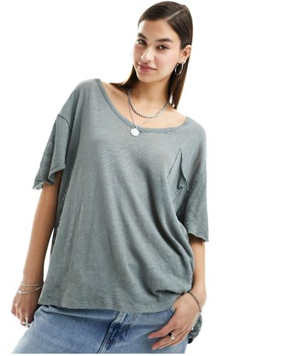 Free People Slouchy Slub T-shirt - Blue