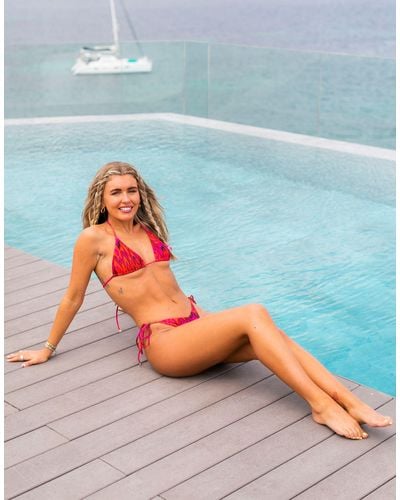 South Beach X miss molly - top bikini a triangolo con stampa astratta rosa - Blu