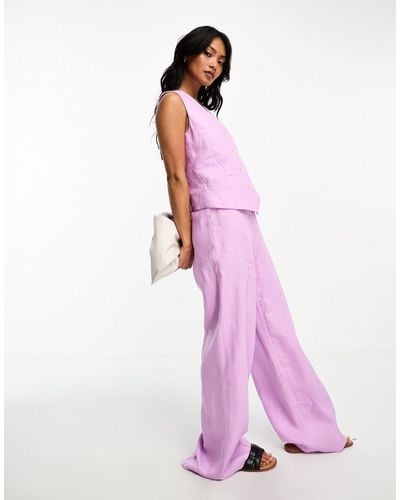 Mango Pleat Front Tailored Trousers - Pink