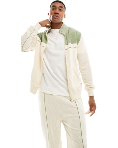 ASOS Standard Fit Ribbed Velour Jacket - White