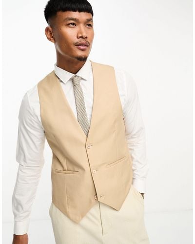 Bolongaro Trevor Wedding Plain Skinny Waistcoat - Natural