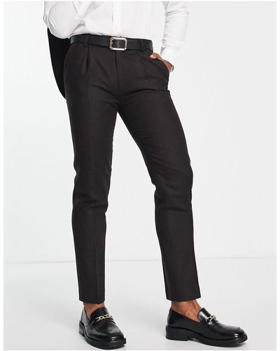 Noak British Lambswool Slim Suit Trousers - Black