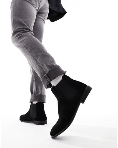 New Look Faux Suede Chelsea Boots - Black