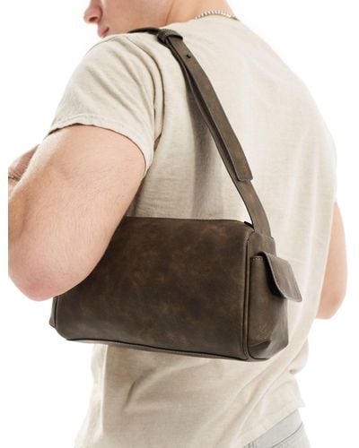 ASOS Faux Leather Shoulder Bag - Natural