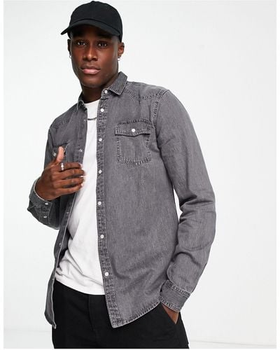New Look – western-jeanshemd - Grau