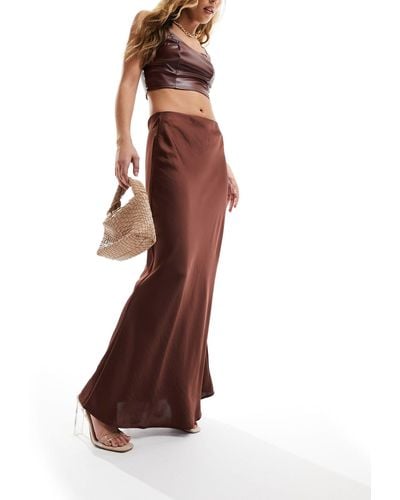 Y.A.S Satin Maxi Skirt - Brown