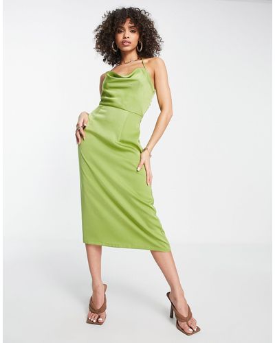 Naanaa Midi-jurk Met Bandjes En Gedrapeerde Halslijn - Groen
